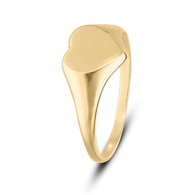 14K Yellow Gold-Plated Engravable Name Heart Signet Ring