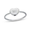 Thumbnail Image 1 of Sterling Silver Engravable Initial Beaded Heart Signet Ring