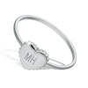 Thumbnail Image 2 of Sterling Silver Engravable Initial Beaded Heart Signet Ring