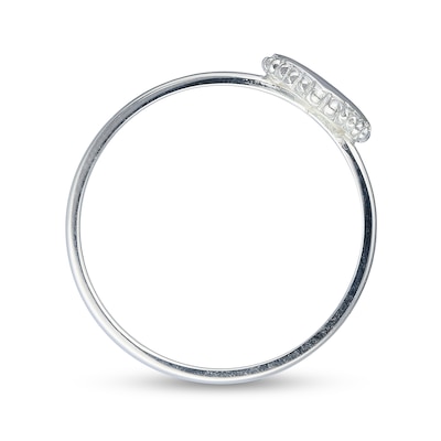 Sterling Silver Engravable Initial Beaded Heart Signet Ring