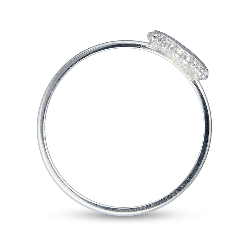Main Image 3 of Sterling Silver Engravable Initial Beaded Heart Signet Ring