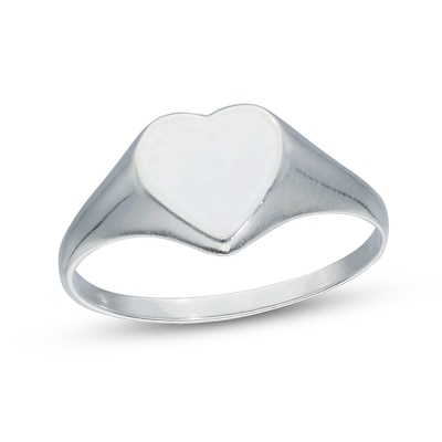 Sterling Silver Engravable Name Heart Signet Ring
