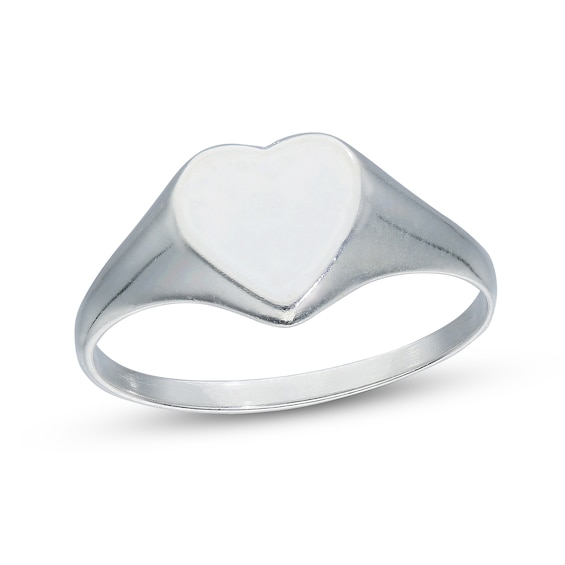 Sterling Silver Engravable Name Heart Signet Ring
