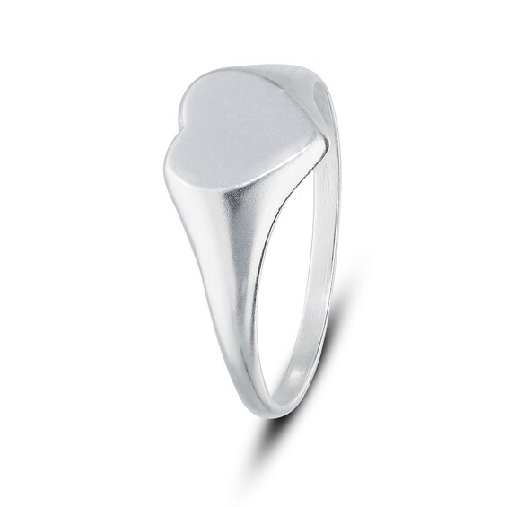 Sterling Silver Engravable Name Heart Signet Ring