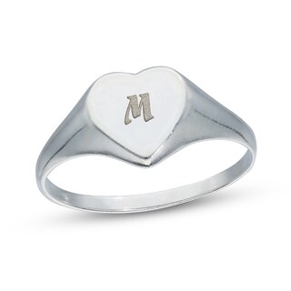 Sterling Silver Engravable Name Heart Signet Ring