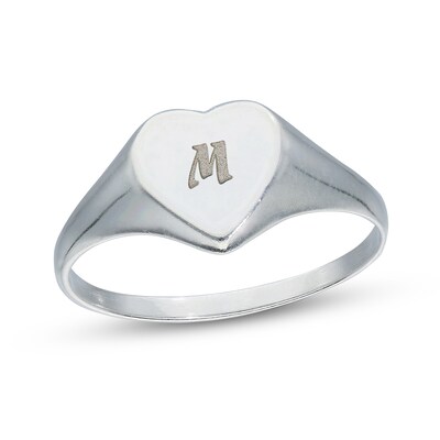 Sterling Silver Engravable Name Heart Signet Ring