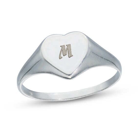 Sterling Silver Engravable Name Heart Signet Ring