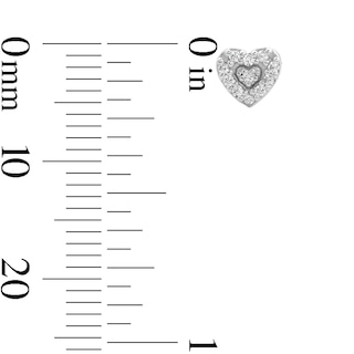 Solid Sterling Silver CZ Frame Heart Studs