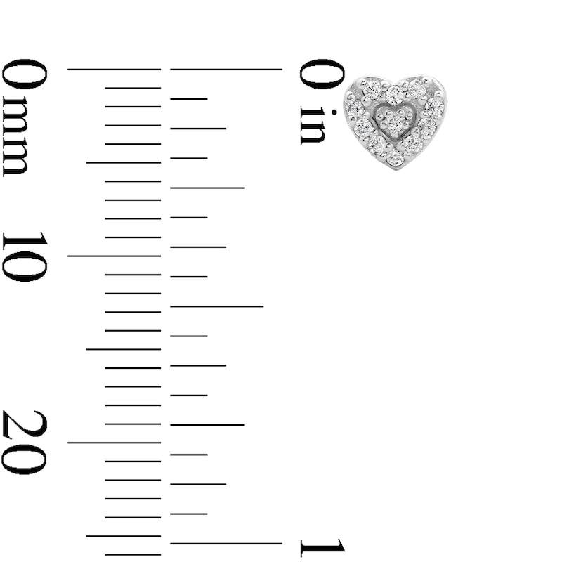 Main Image 2 of Solid Sterling Silver CZ Heart Studs