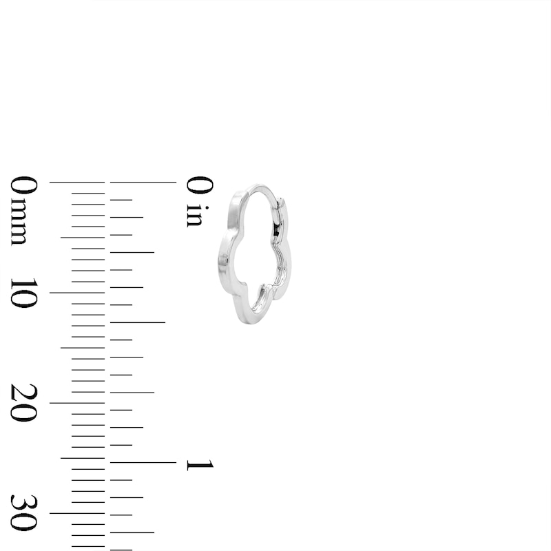 Main Image 2 of Solid Sterling Silver Clover Huggie Hoops