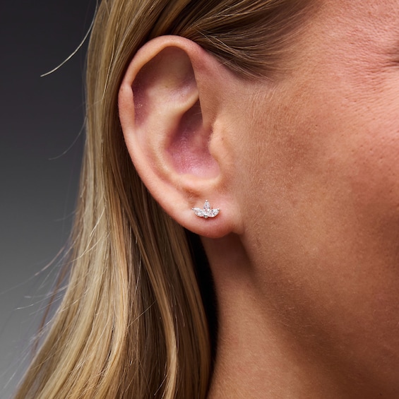 Solid Sterling Silver CZ Marquise Cluster Studs