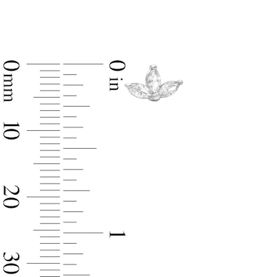 Solid Sterling Silver CZ Marquise Cluster Studs