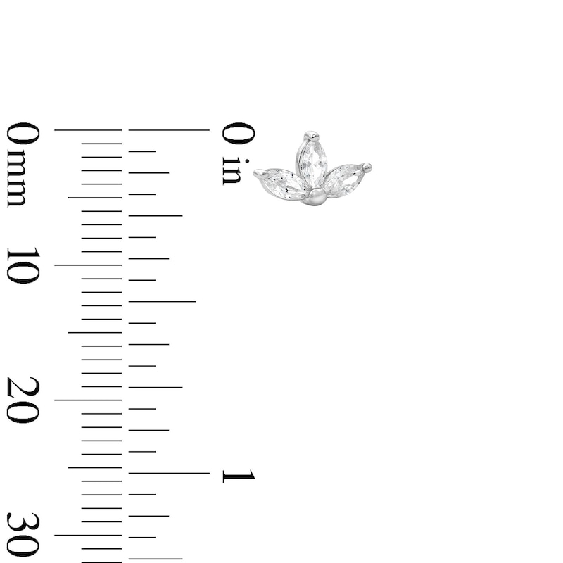 Main Image 2 of Solid Sterling Silver CZ Marquise Cluster Studs