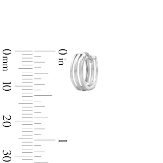 Solid Sterling Silver Triple Row Huggie Hoops