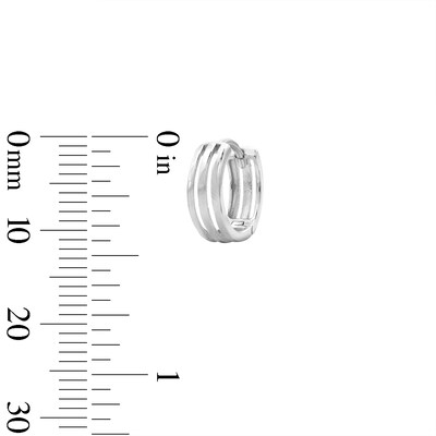Solid Sterling Silver Triple Row Huggie Hoops