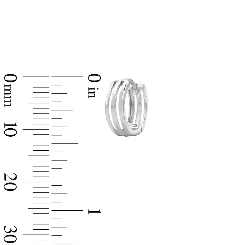 Main Image 2 of Solid Sterling Silver Triple Row Huggie Hoops