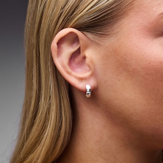 Solid Sterling Silver Rounded Huggie Hoops