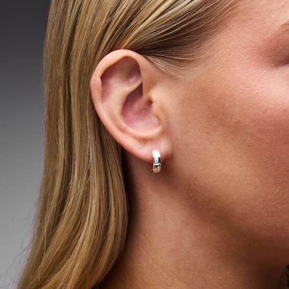 Solid Sterling Silver Rounded Huggie Hoops