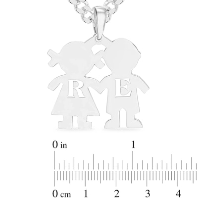 Sterling Silver Couple Initial Pendant - 18"
