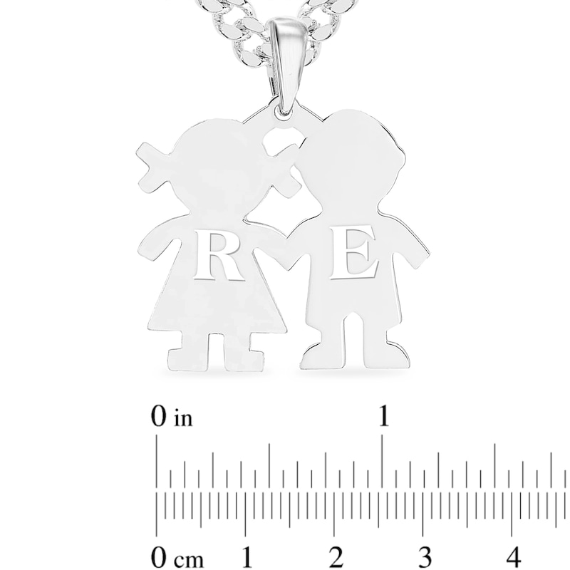 Main Image 2 of Sterling Silver Couple Initial Pendant - 18"