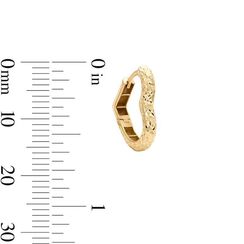 Main Image 2 of 10K Solid Gold Diamond-Cut Heart Hoop Earrings