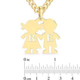 14K Yellow Gold Plated Couple Initial Pendant - 18"