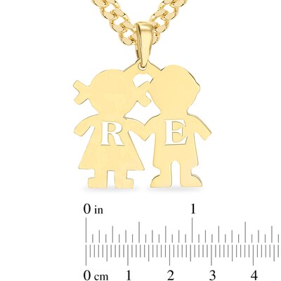 14K Yellow Gold Plated Couple Initial Pendant - 18"
