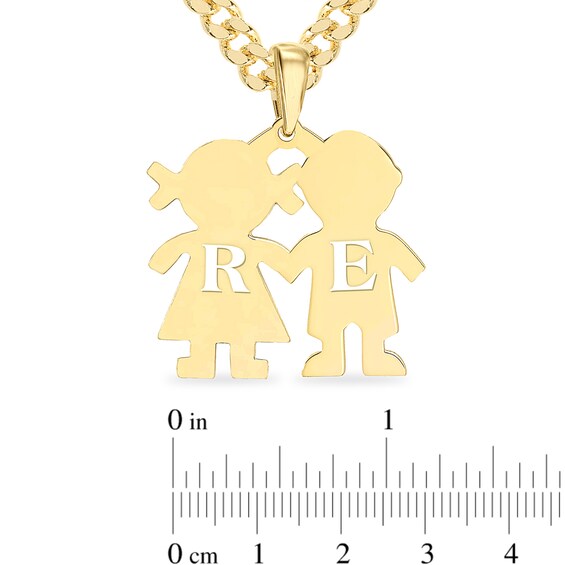 14K Yellow Gold Plated Couple Initial Pendant - 18"