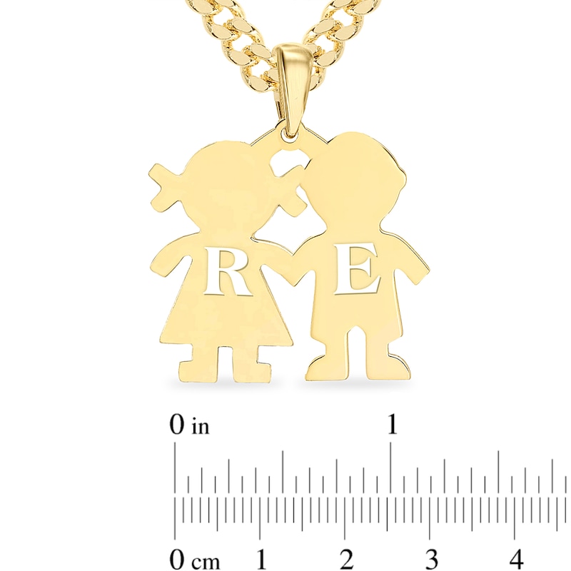 Main Image 2 of 14K Yellow Gold Plated Couple Initial Pendant - 18"
