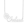 Thumbnail Image 1 of Sterling Silver Flower Script Name Necklace - 18"