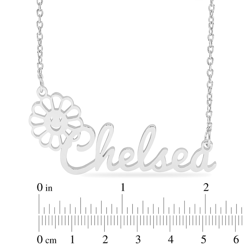 Main Image 2 of Sterling Silver Flower Script Name Necklace - 18"