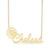 Thumbnail Image 1 of 14K Yellow Gold Plate Flower Script Name Necklace - 18"