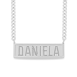 Sterling Silver Bar Name Curb Chain Necklace - 20"