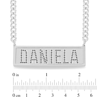 Sterling Silver Bar Name Curb Chain Necklace - 18" + 2"