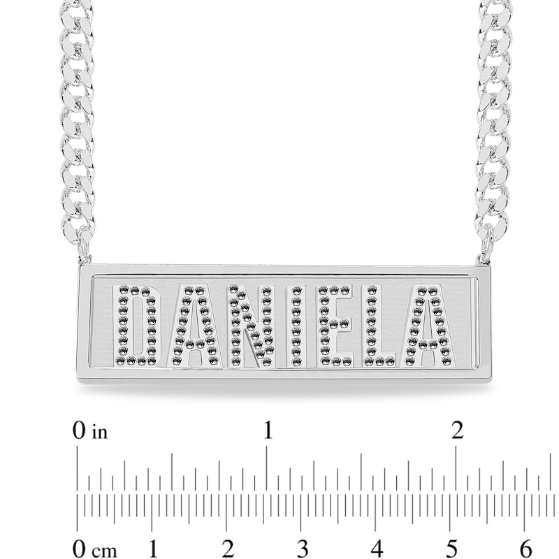 Main Image 2 of Sterling Silver Bar Name Curb Chain Necklace - 20"