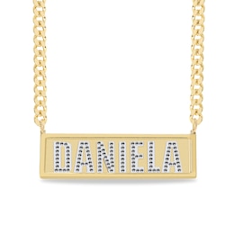 14K Yellow Gold Plate Bar Name Curb Chain Necklace - 20"