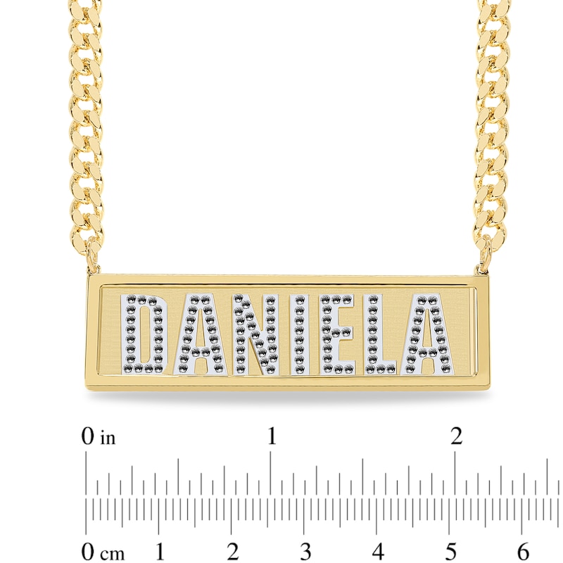 Main Image 2 of 14K Yellow Gold Plate Bar Name Curb Chain Necklace - 20"