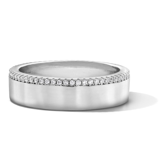 Solid Sterling Silver CZ Edge Band - Size 10