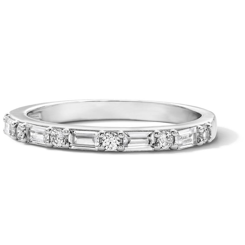 Main Image 1 of Solid Sterling Silver CZ Baguette Band - Size 7