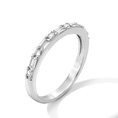 Solid Sterling Silver CZ Baguette Band - Size 7