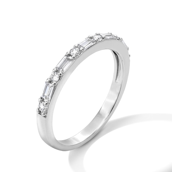 Solid Sterling Silver CZ Baguette Band - Size 7