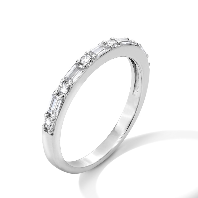 Main Image 2 of Solid Sterling Silver CZ Baguette Band - Size 7