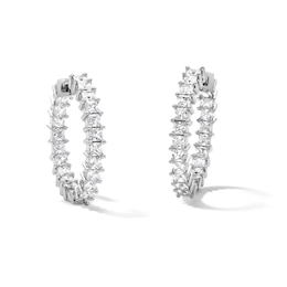Solid Sterling Silver Princess-Cut CZ Inside-Out Hoops