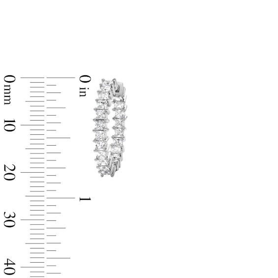 Solid Sterling Silver Princess-Cut CZ Inside-Out Hoops