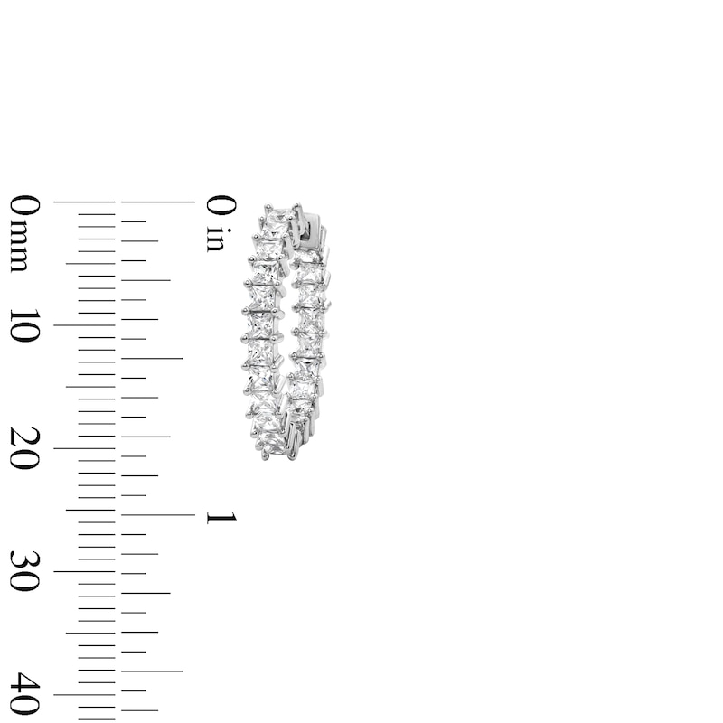 Main Image 2 of Solid Sterling Silver Princess-Cut CZ Inside-Out Hoops