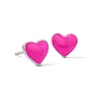 Solid Sterling Silver Pink Enamel Heart Studs