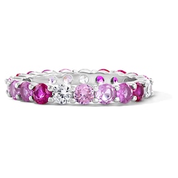 Solid Sterling Silver CZ Pink Ombré Eternity Band - Size 7
