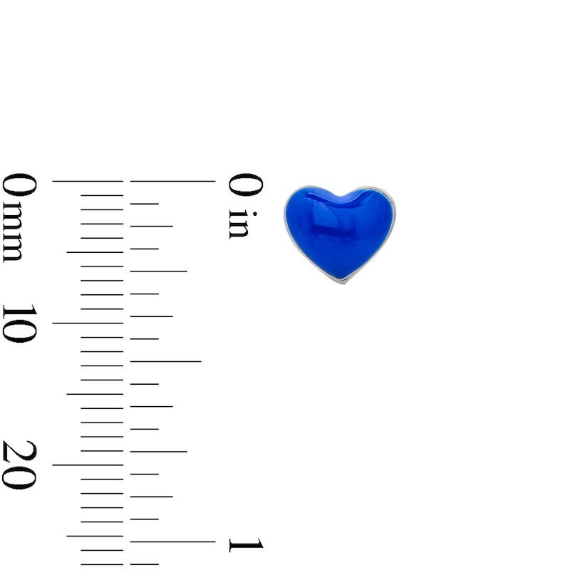 Main Image 3 of Solid Sterling Silver Blue Enamel Heart Studs