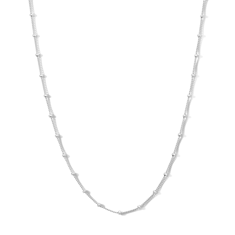 Main Image 1 of Solid Sterling Silver Saturn Bead Curb Chain - 18"