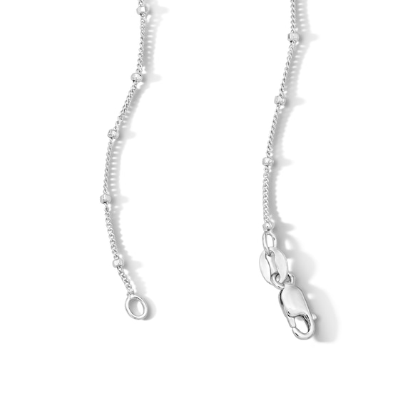 Solid Sterling Silver Saturn Bead Curb Chain - 18"